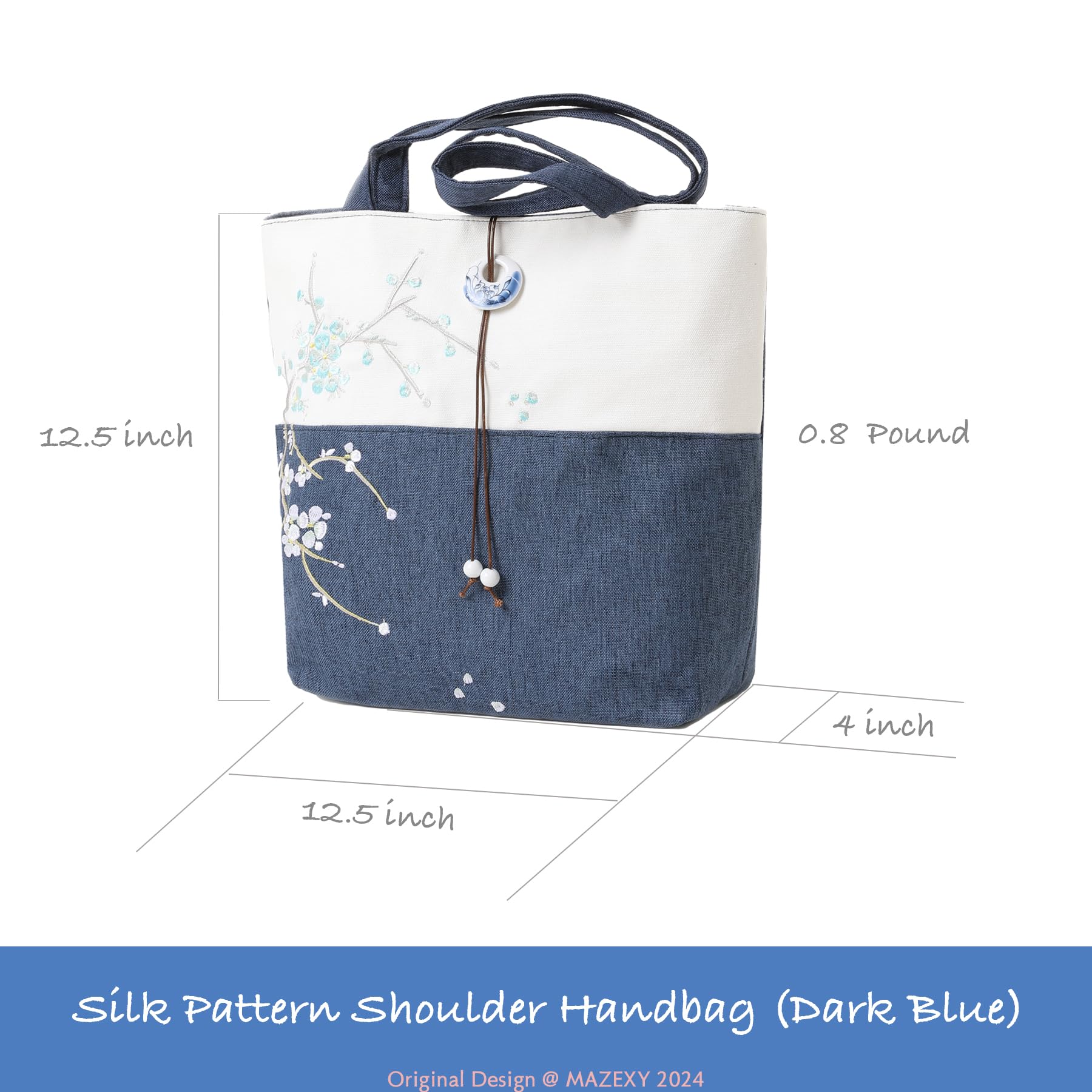 Elegant Vintage Silk Pattern Shoulder Tote Bag with Pendant and Tassels