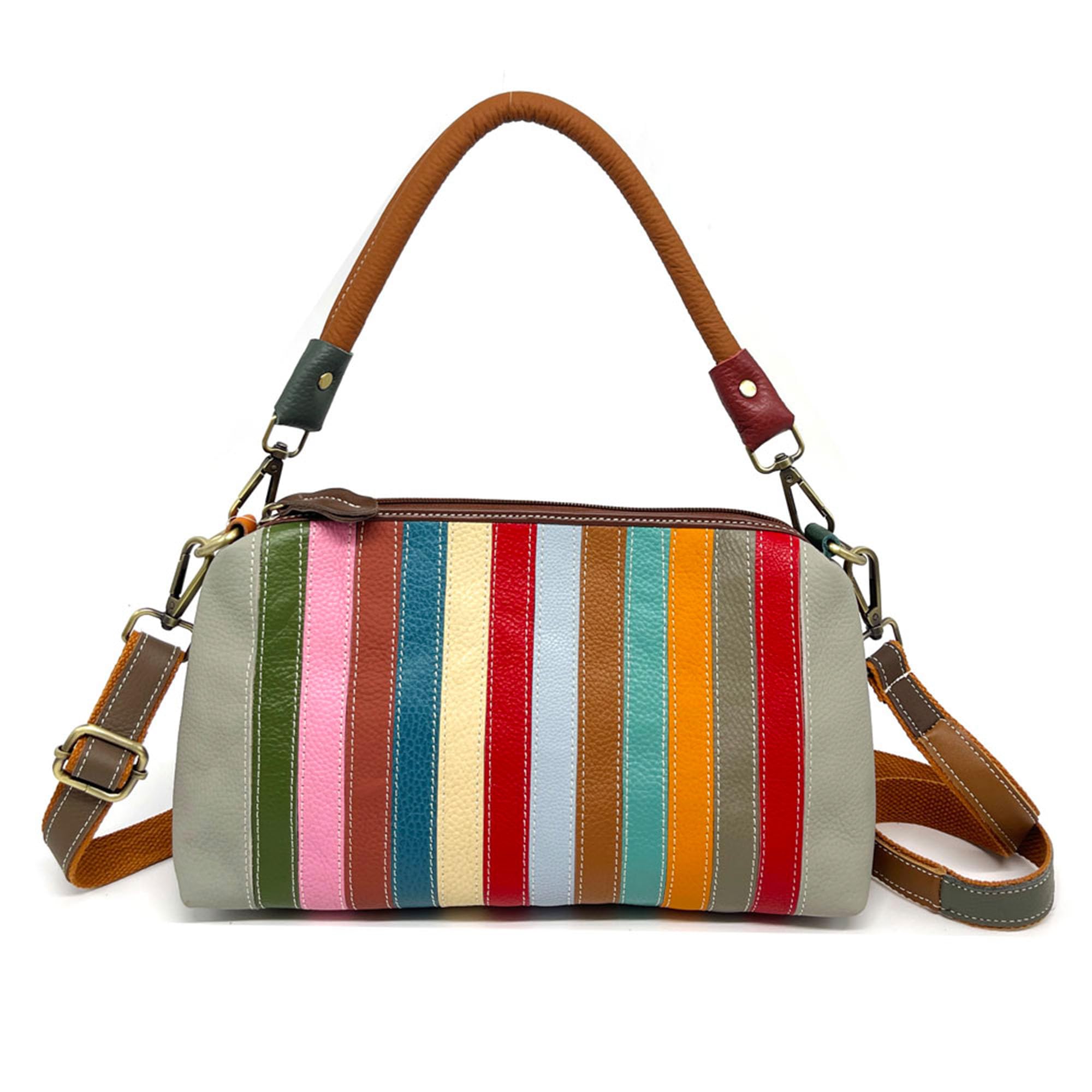 Handmade Cowhide Multi Color Patchwork Bag Crossbody Shoulder Handheld Unique Style