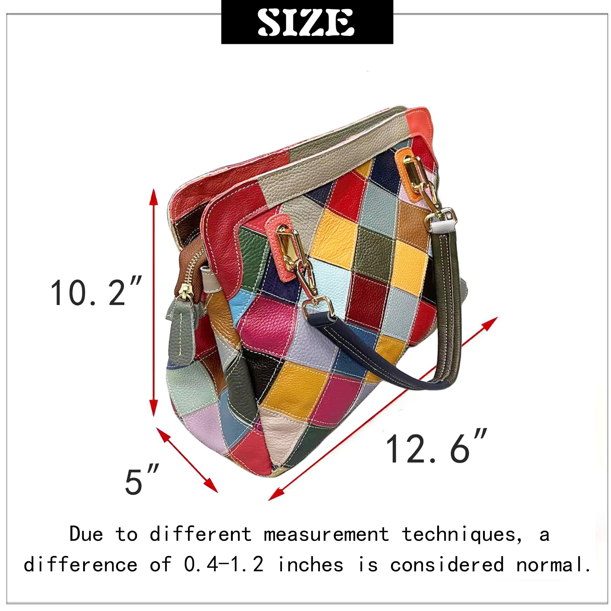 Handmade Cowhide Multi Color Patchwork Bag Crossbody Shoulder Handheld Unique Style