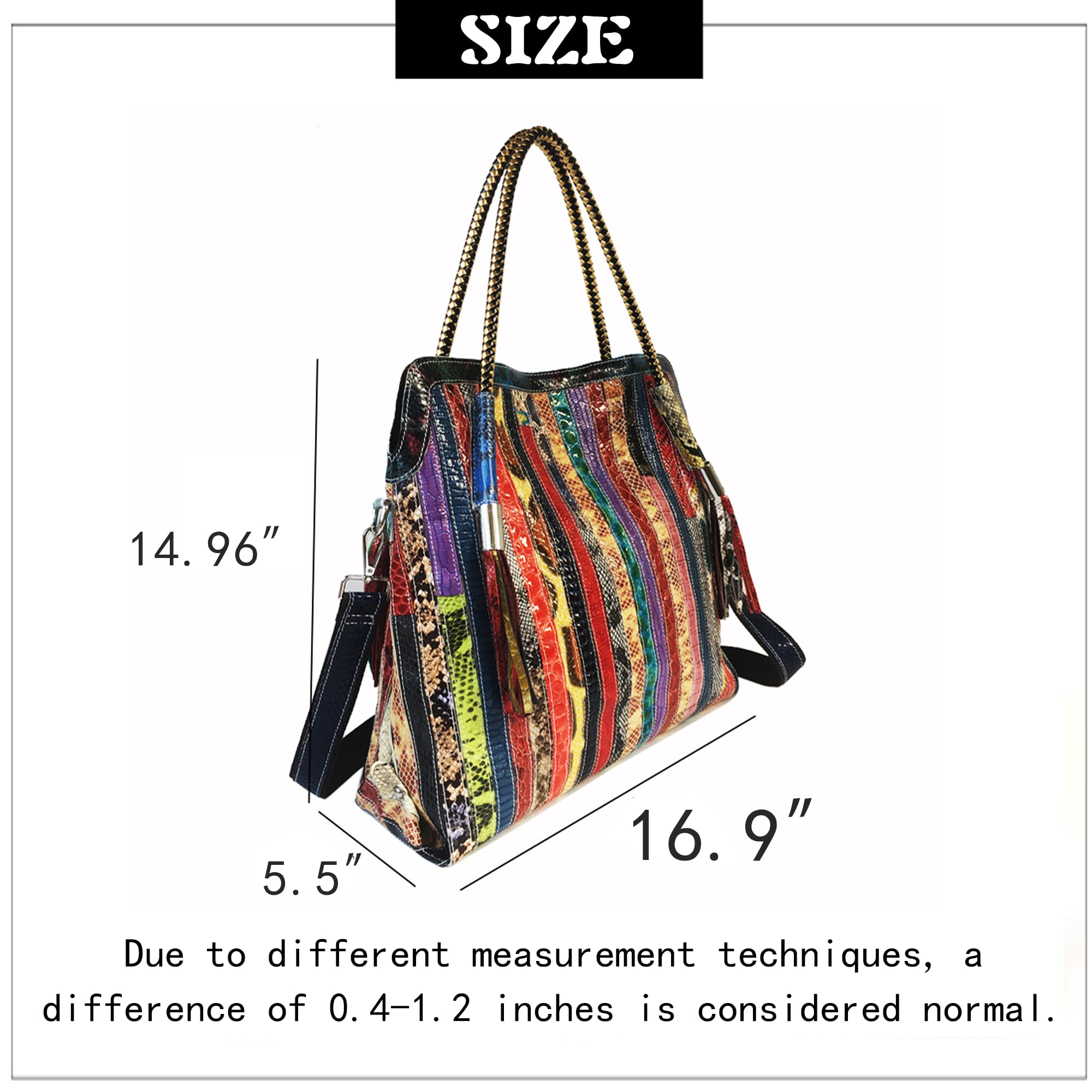 Handmade Cowhide Multi Color Patchwork Bag Crossbody Shoulder Handheld Unique Style