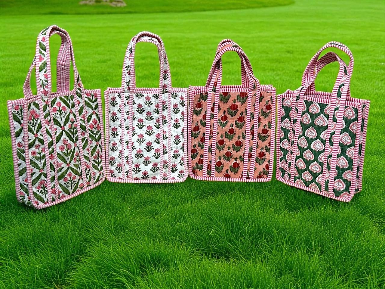Handmade Quilted Mini Tote Bag Boho Weekender Beach Party Bag Assorted