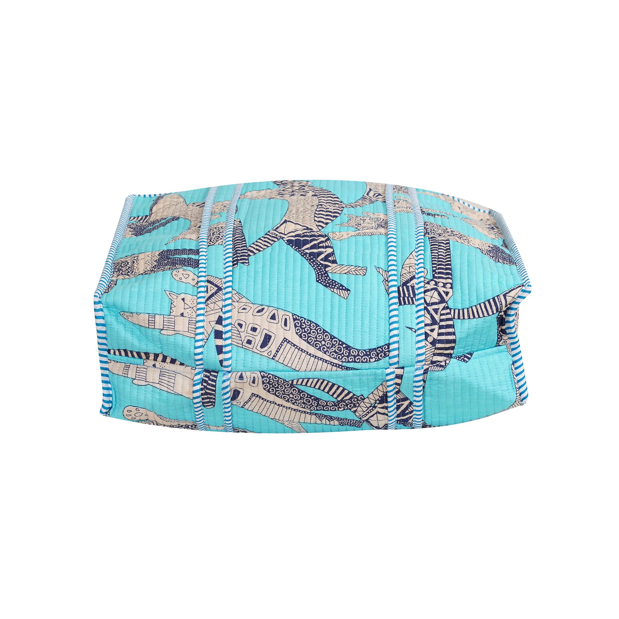 Handmade Cotton Floral Block Print Quilted Tote Shoulder Market Shopping Bag
