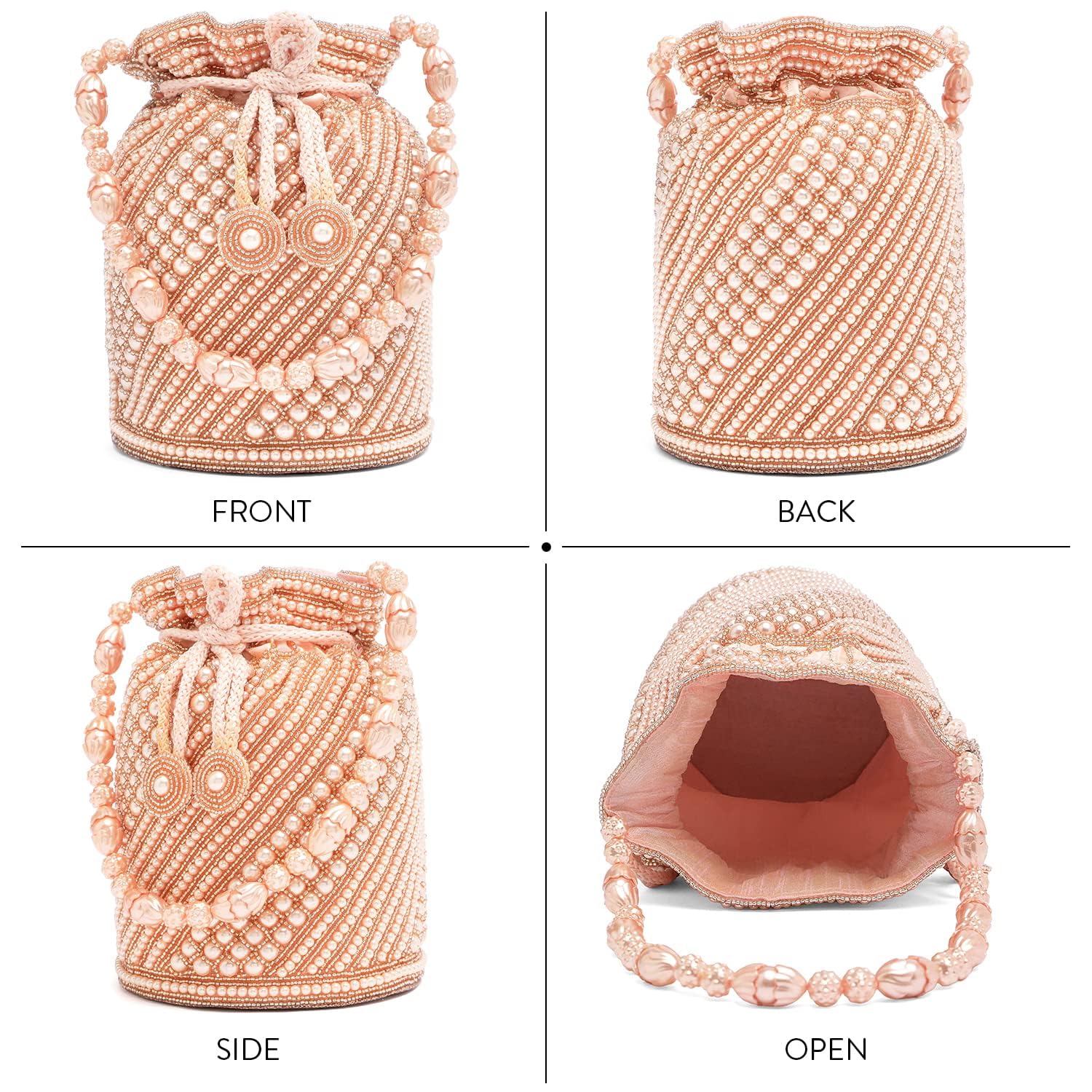 Ethnic Evening Clutch Bag for Women Bridal Purse with Drawstring