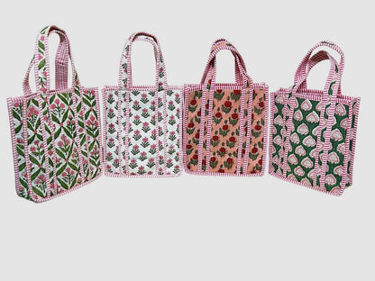 Handmade Quilted Mini Tote Bag Boho Weekender Beach Party Bag Assorted