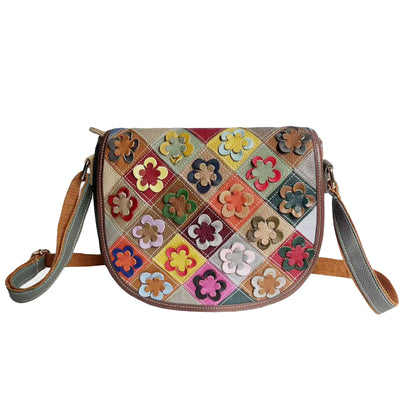 Handmade Cowhide Multi Color Patchwork Bag Crossbody Shoulder Handheld Unique Style