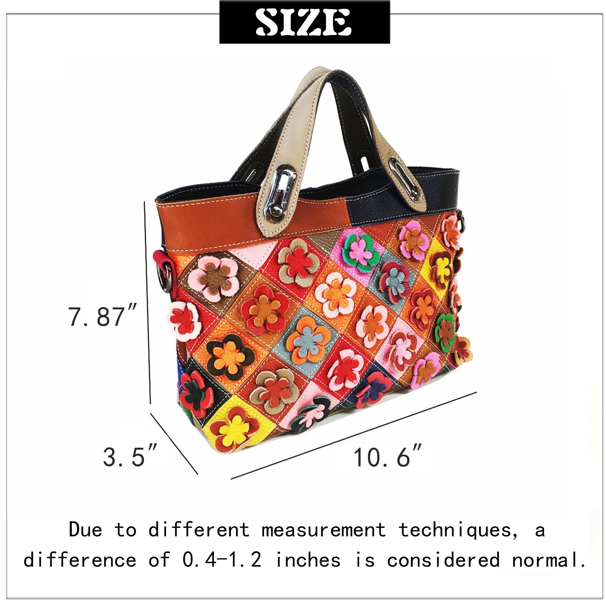 Handmade Cowhide Multi Color Patchwork Bag Crossbody Shoulder Handheld Unique Style