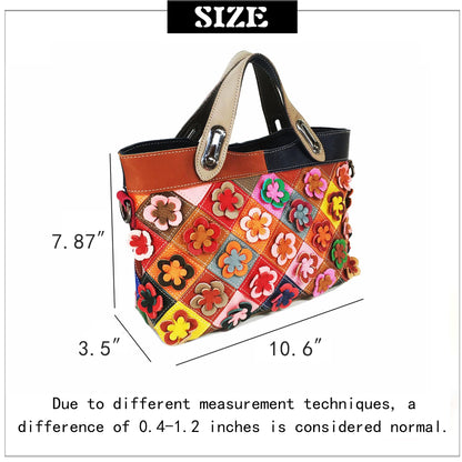 Handmade Cowhide Multi Color Patchwork Bag Crossbody Shoulder Handheld Unique Style
