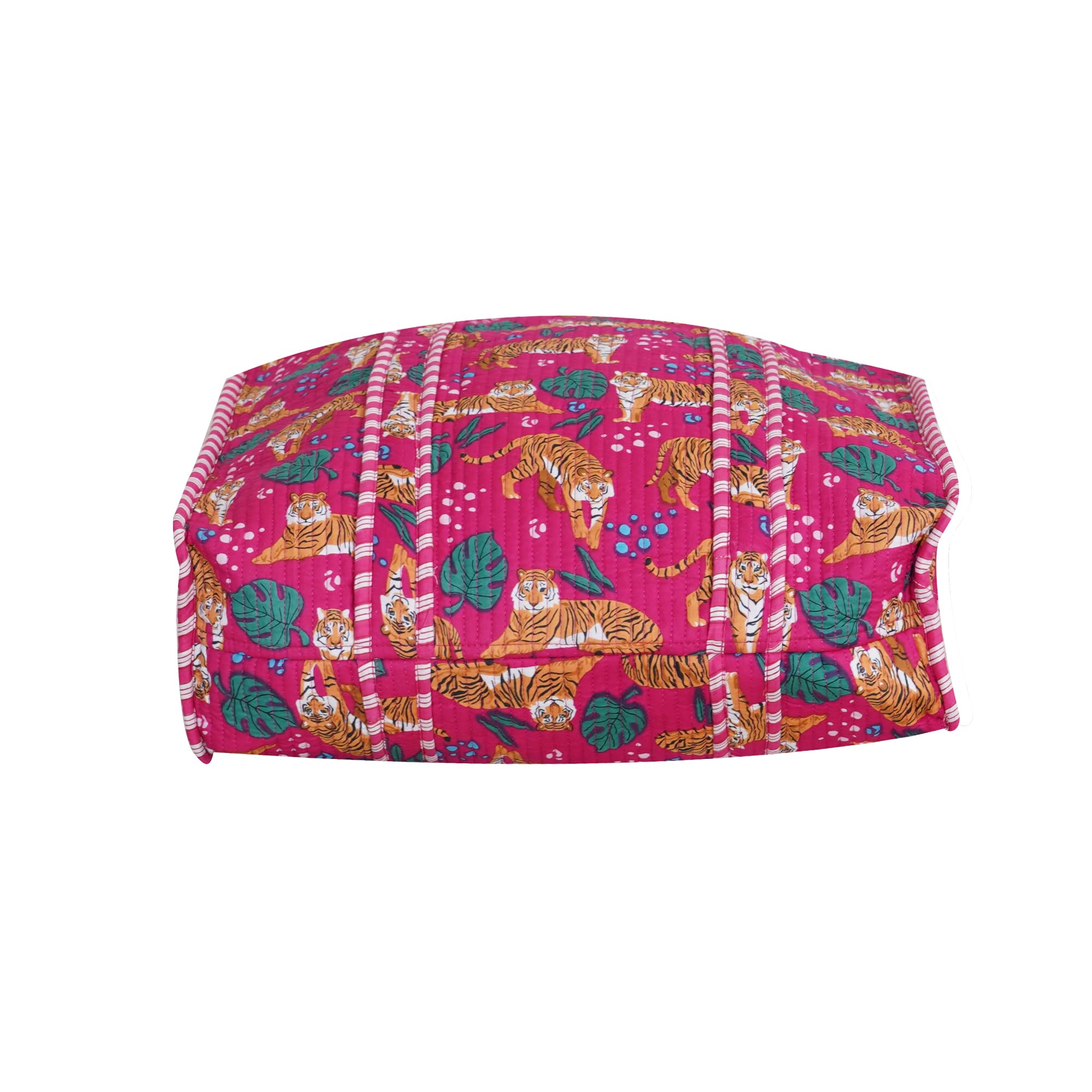 Handmade Cotton Floral Block Print Quilted Tote Shoulder Market Shopping Bag