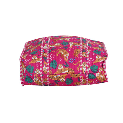 Handmade Cotton Floral Block Print Quilted Tote Shoulder Market Shopping Bag