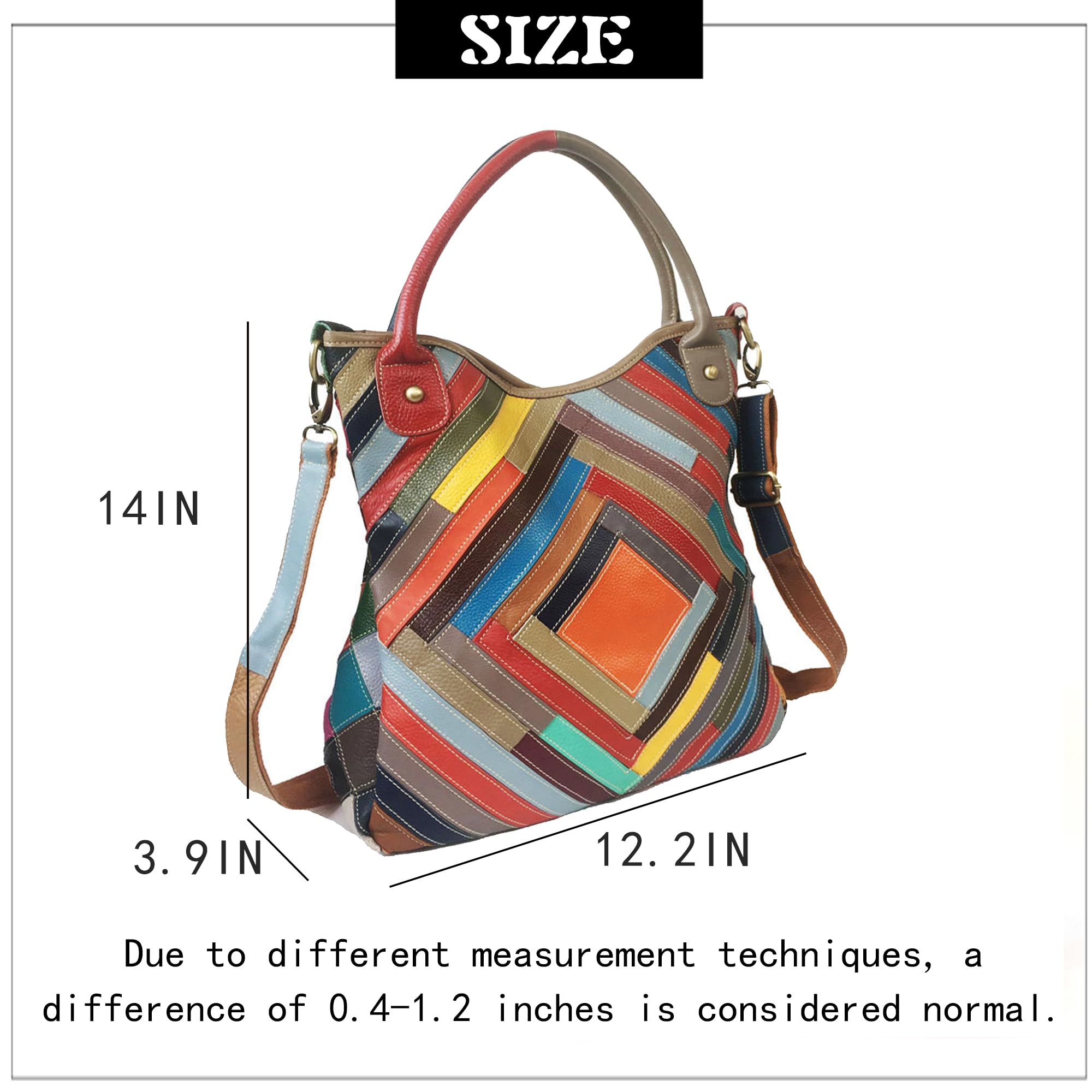 Handmade Cowhide Multi Color Patchwork Bag Crossbody Shoulder Handheld Unique Style