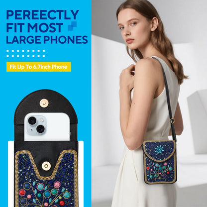 Beaded Crossbody Phone Shoulder Bag Boho Wallet Purse with Colorful Handcrafted Beads