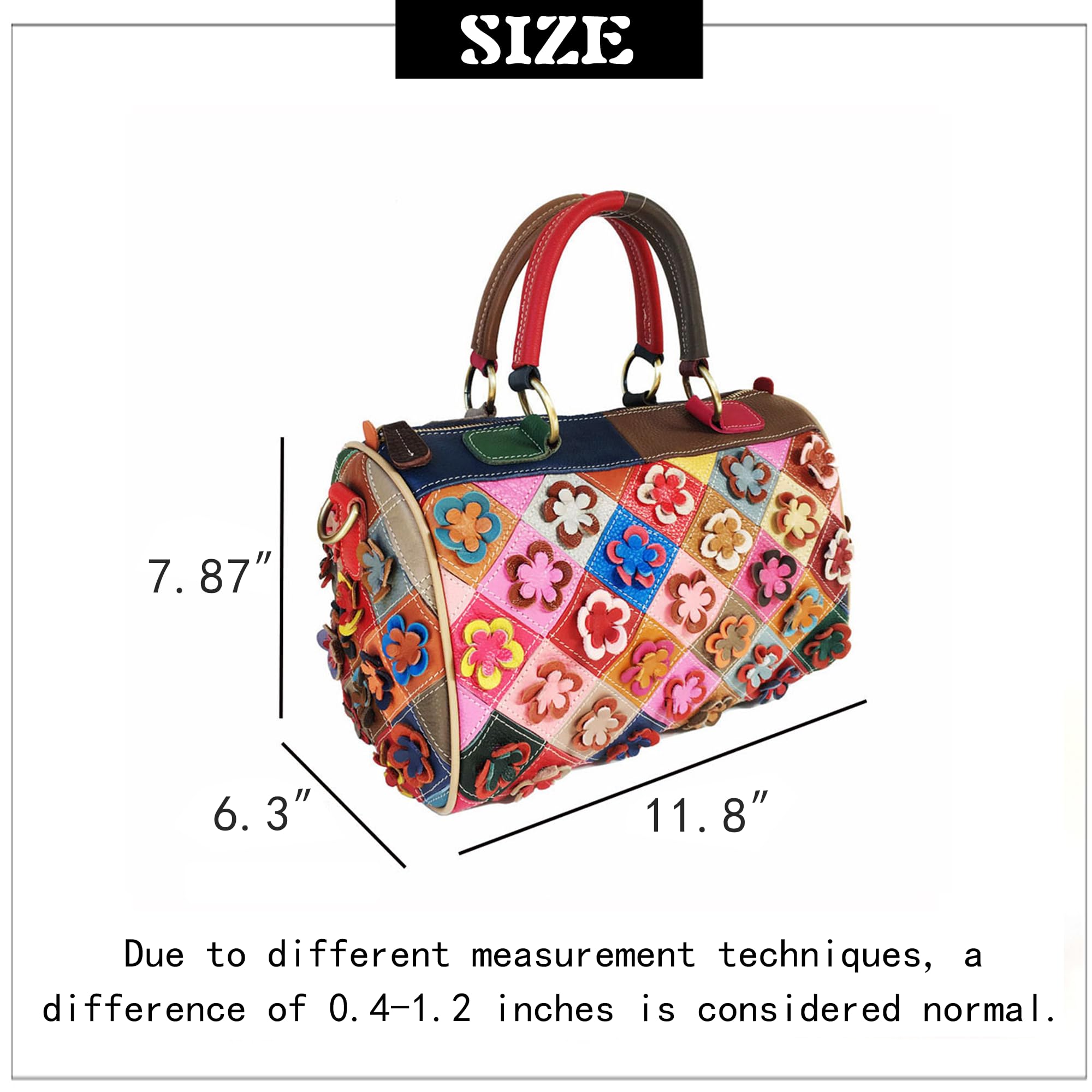 Handmade Cowhide Multi Color Patchwork Bag Crossbody Shoulder Handheld Unique Style