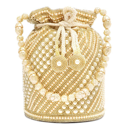 Ethnic Evening Clutch Bag for Women Bridal Purse with Drawstring