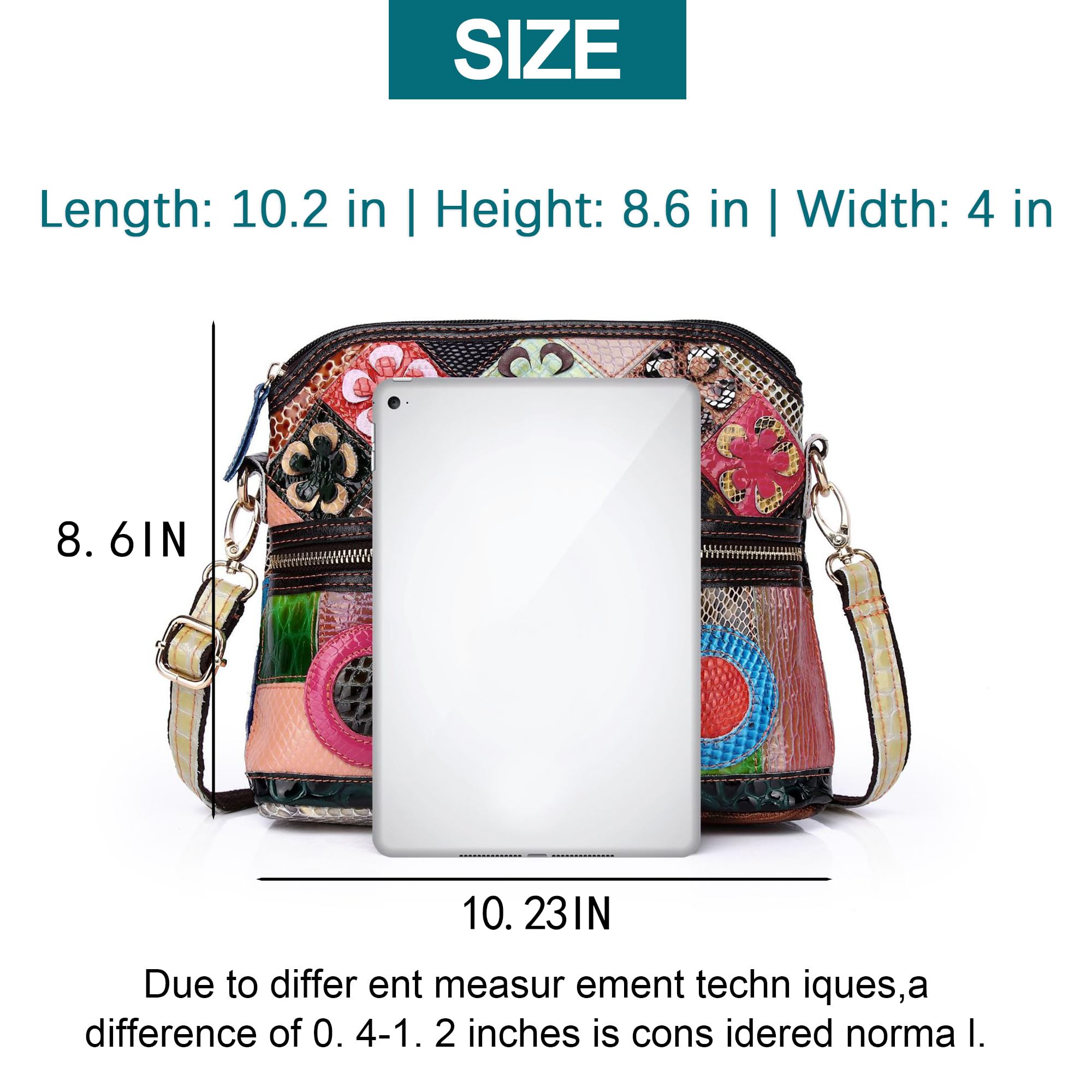 Handmade Cowhide Multi Color Patchwork Bag Crossbody Shoulder Handheld Unique Style