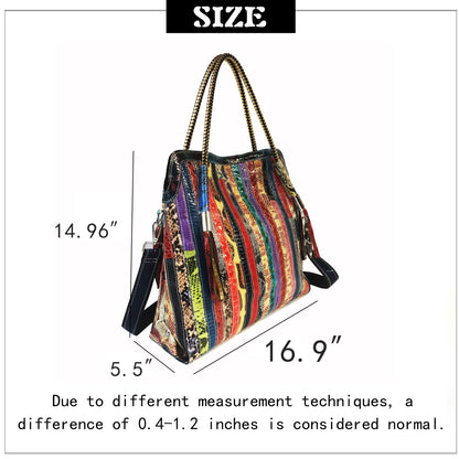 Handmade Cowhide Multi Color Patchwork Bag Crossbody Shoulder Handheld Unique Style