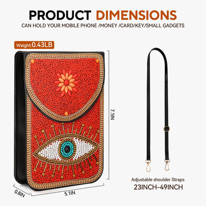Beaded Crossbody Phone Shoulder Bag Boho Wallet Purse with Colorful Handcrafted Beads