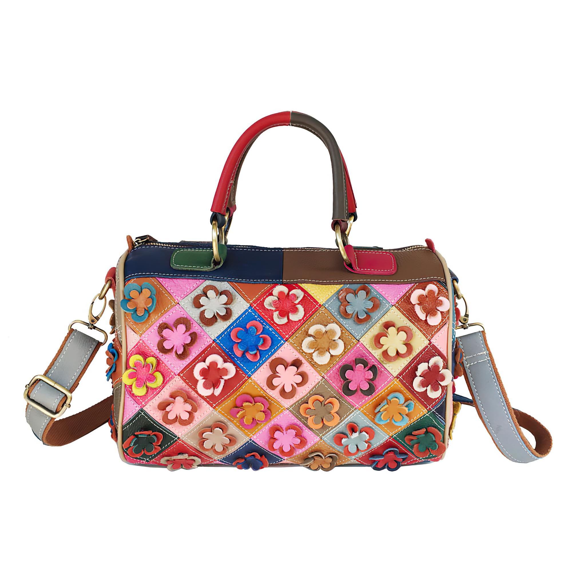 Handmade Cowhide Multi Color Patchwork Bag Crossbody Shoulder Handheld Unique Style