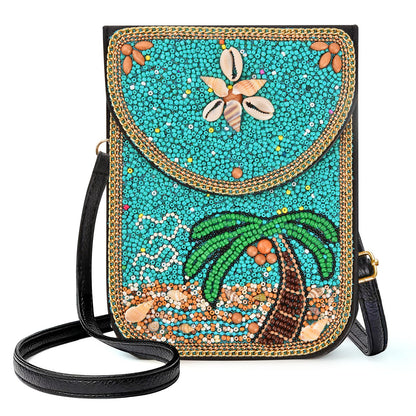 Beaded Crossbody Phone Shoulder Bag Boho Wallet Purse with Colorful Handcrafted Beads
