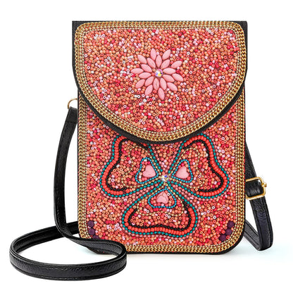Beaded Crossbody Phone Shoulder Bag Boho Wallet Purse with Colorful Handcrafted Beads