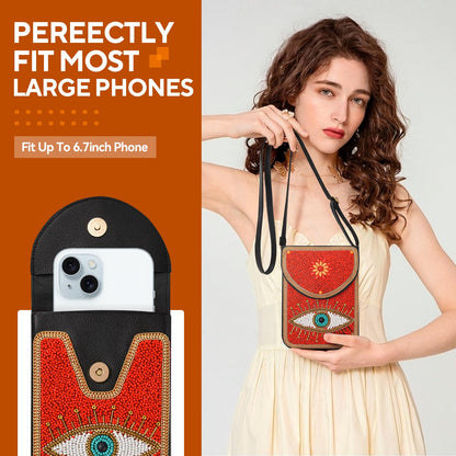 Beaded Crossbody Phone Shoulder Bag Boho Wallet Purse with Colorful Handcrafted Beads