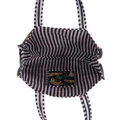 Handmade Cotton Floral Block Print Quilted Tote Shoulder Market Shopping Bag