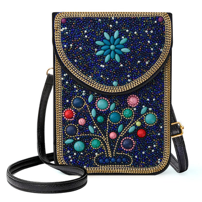 Beaded Crossbody Phone Shoulder Bag Boho Wallet Purse with Colorful Handcrafted Beads