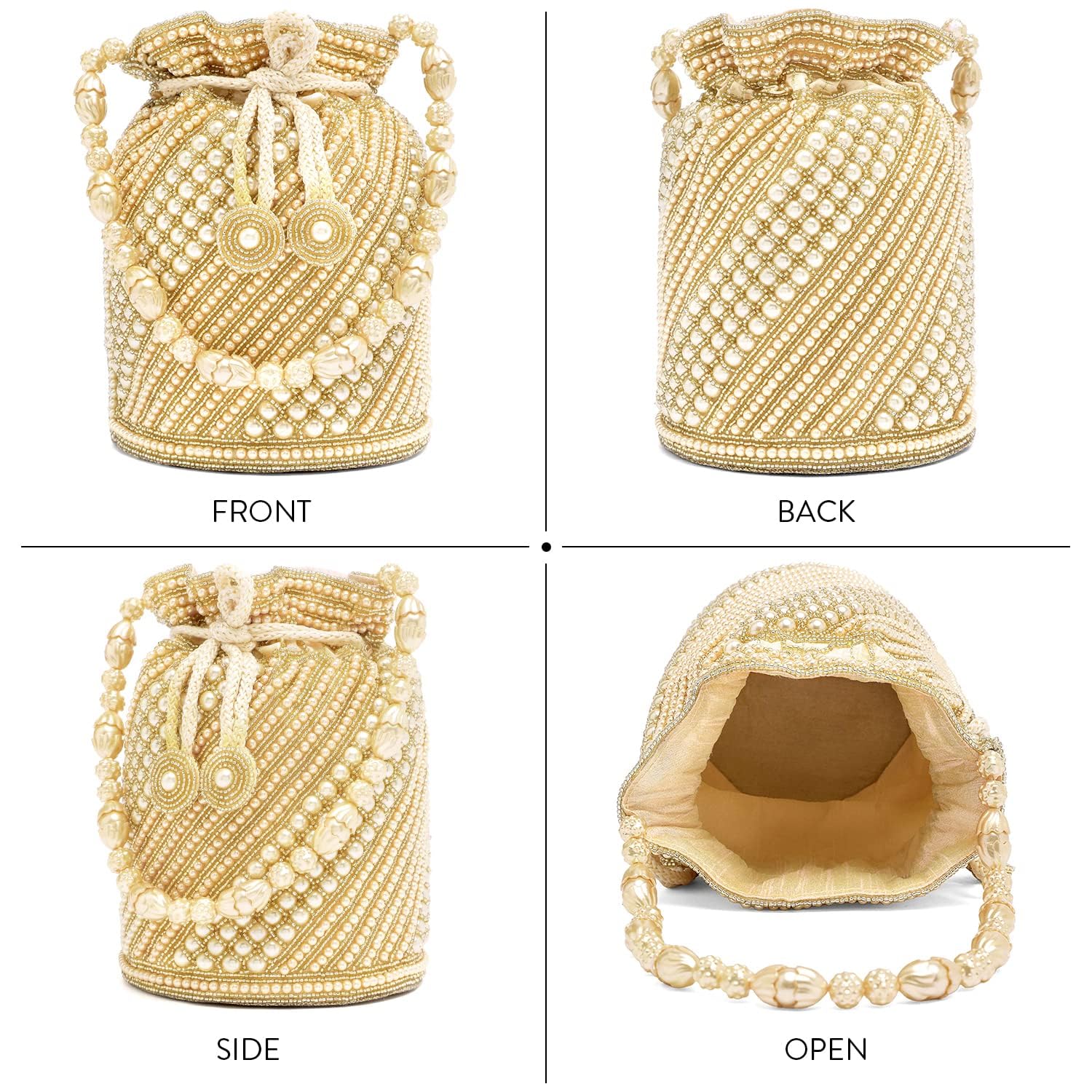 Ethnic Evening Clutch Bag for Women Bridal Purse with Drawstring