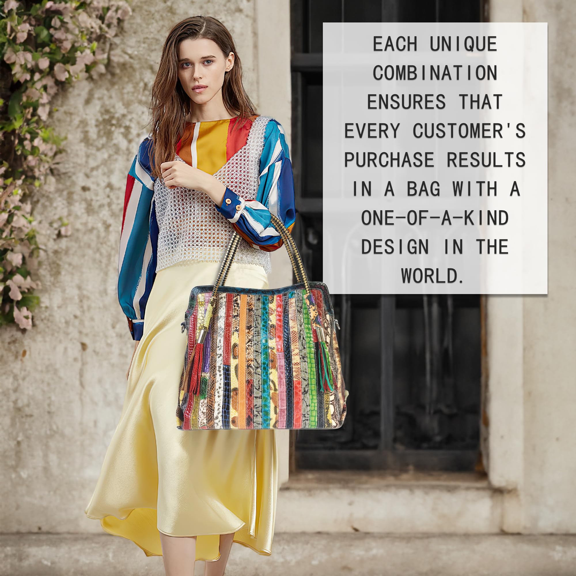 Handmade Cowhide Multi Color Patchwork Bag Crossbody Shoulder Handheld Unique Style