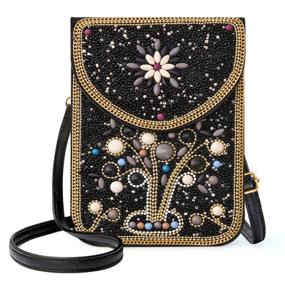 Beaded Crossbody Phone Shoulder Bag Boho Wallet Purse with Colorful Handcrafted Beads