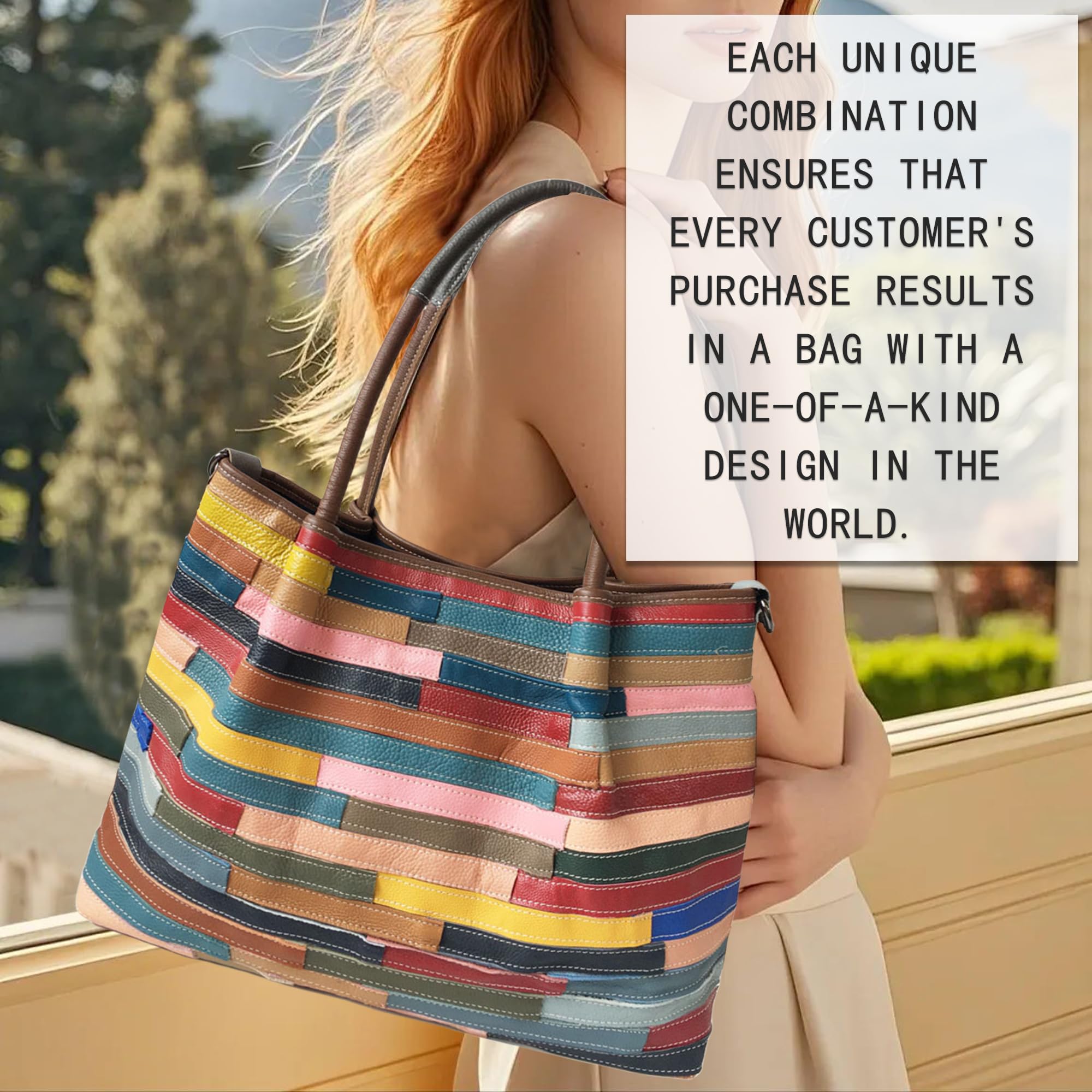 Handmade Cowhide Multi Color Patchwork Bag Crossbody Shoulder Handheld Unique Style