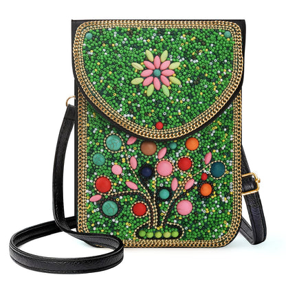 Beaded Crossbody Phone Shoulder Bag Boho Wallet Purse with Colorful Handcrafted Beads