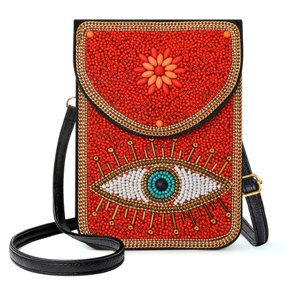 Beaded Crossbody Phone Shoulder Bag Boho Wallet Purse with Colorful Handcrafted Beads