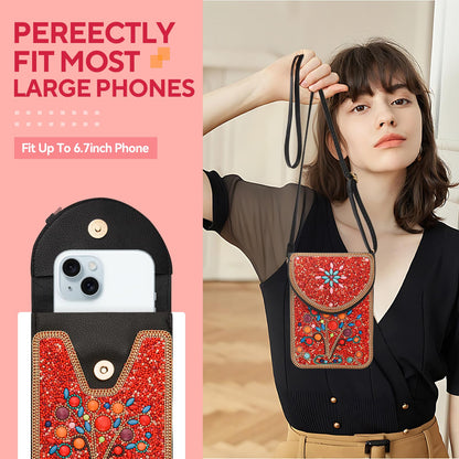 Beaded Crossbody Phone Shoulder Bag Boho Wallet Purse with Colorful Handcrafted Beads