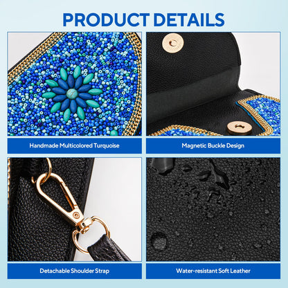 Beaded Crossbody Phone Shoulder Bag Boho Wallet Purse with Colorful Handcrafted Beads