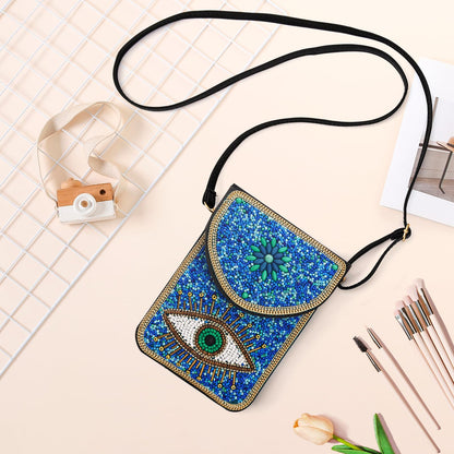 Beaded Crossbody Phone Shoulder Bag Boho Wallet Purse with Colorful Handcrafted Beads