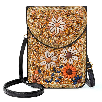 Beaded Crossbody Phone Shoulder Bag Boho Wallet Purse with Colorful Handcrafted Beads