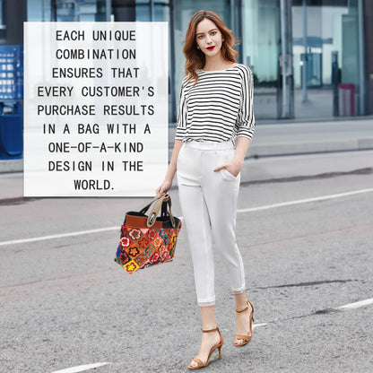 Handmade Cowhide Multi Color Patchwork Bag Crossbody Shoulder Handheld Unique Style
