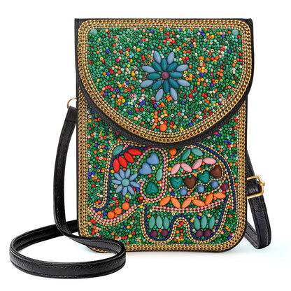 Beaded Crossbody Phone Shoulder Bag Boho Wallet Purse with Colorful Handcrafted Beads