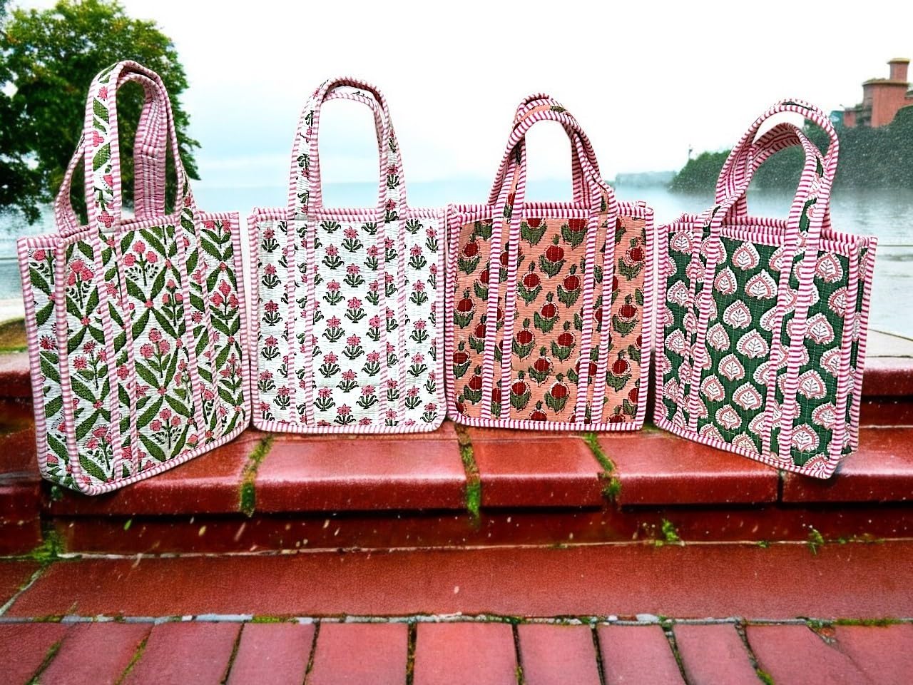 Handmade Quilted Mini Tote Bag Boho Weekender Beach Party Bag Assorted