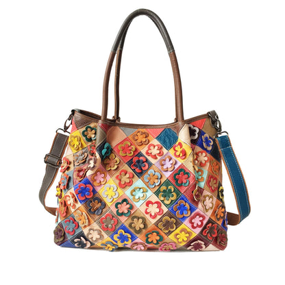 Handmade Cowhide Multi Color Patchwork Bag Crossbody Shoulder Handheld Unique Style