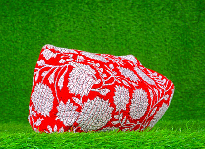 Indian Handmade Cotton Quilted Floral Toiletry Cosmetic Makeup Bag Blue A